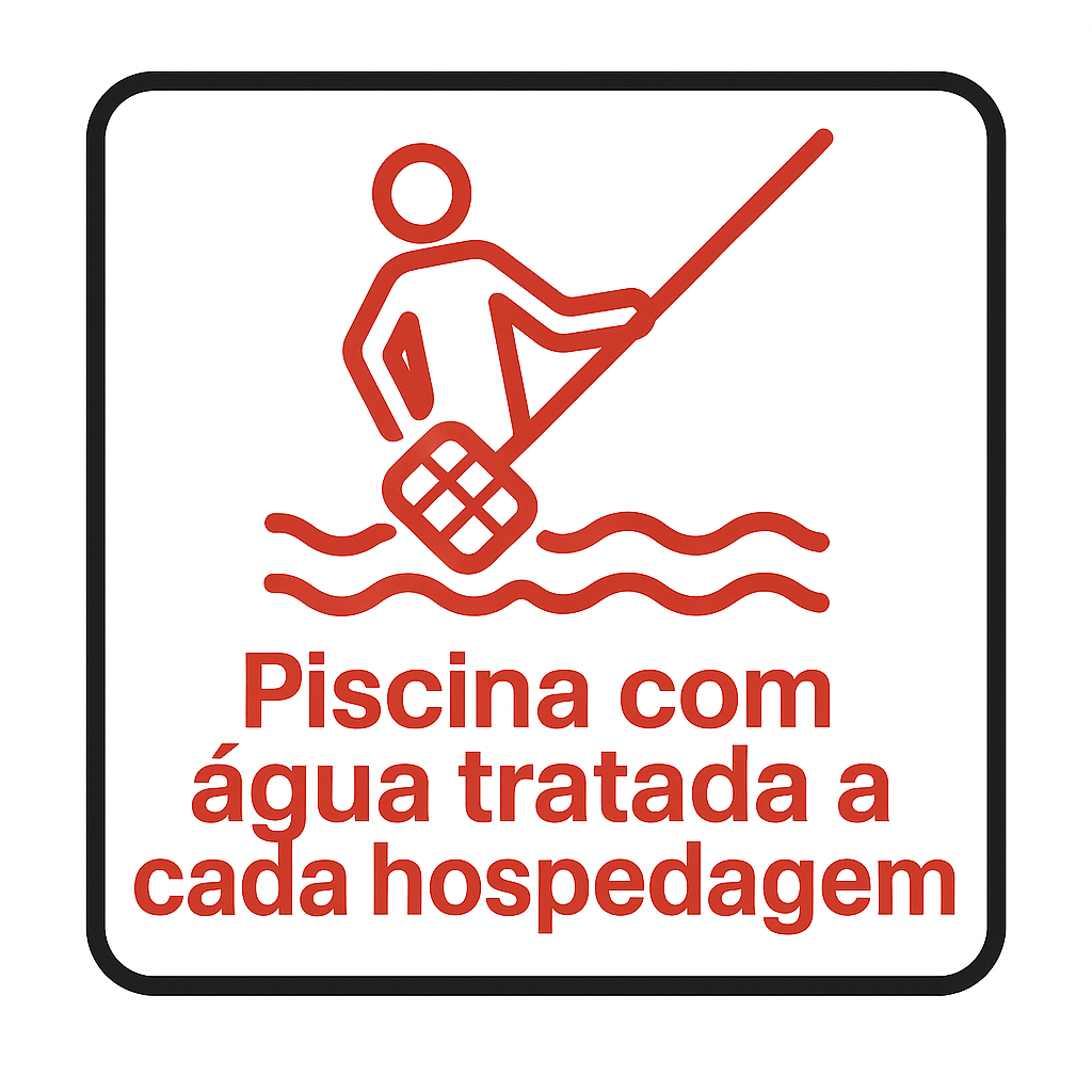 Piscina com agua tratada a cada hospedagem